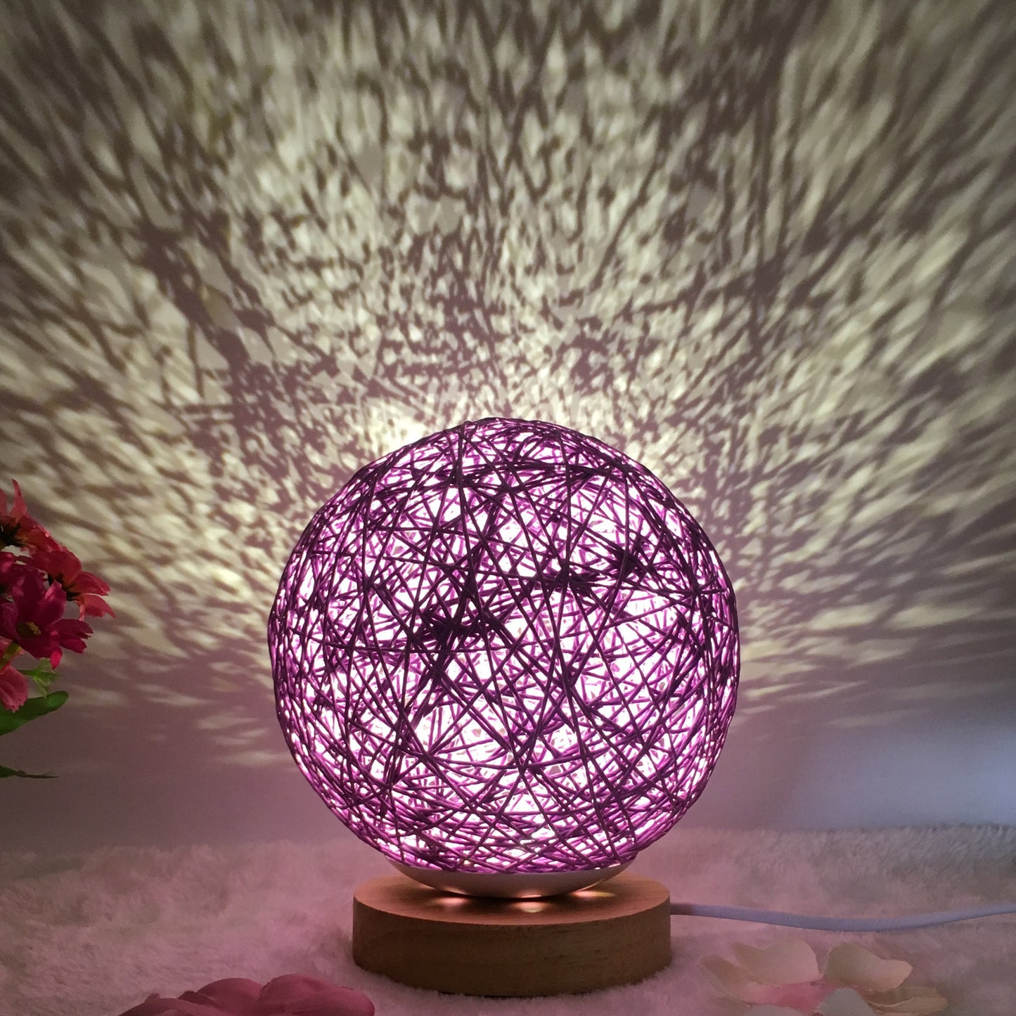 Creative Linen Table Lamp Rattan Ball Lamp