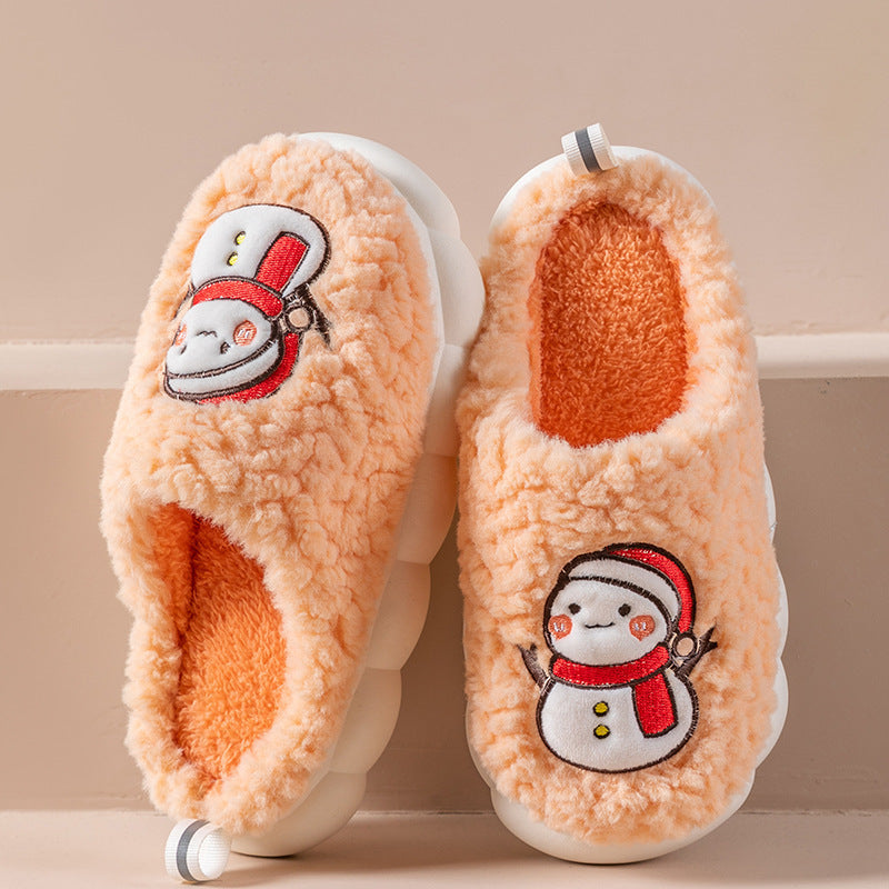 Cute Snowman Slippers Winter Indoor Household Warm Plush