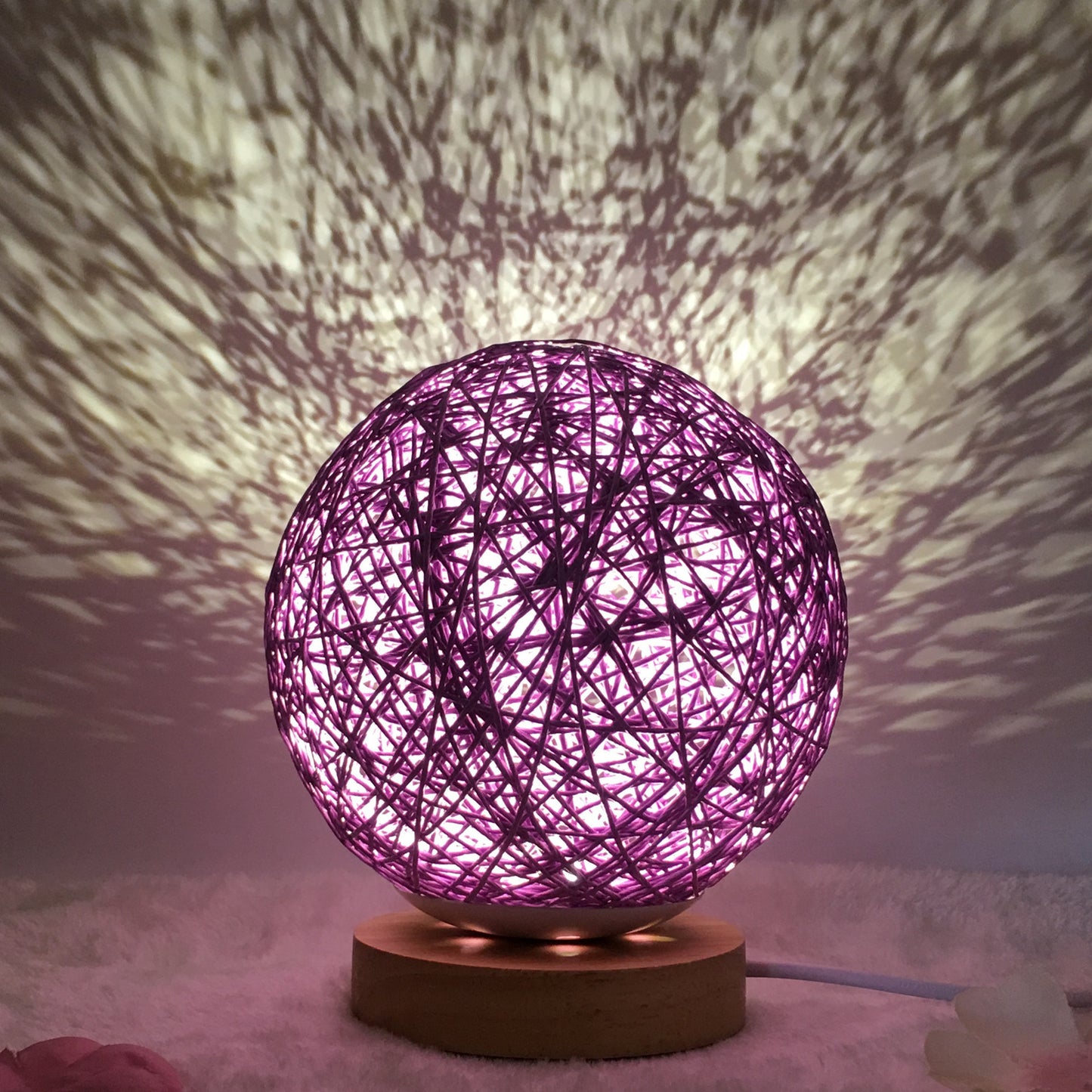 Creative Linen Table Lamp Rattan Ball Lamp