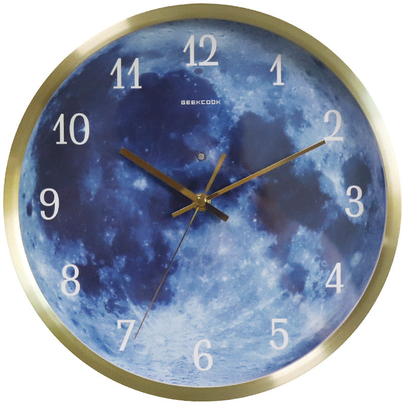 12-inch Wall Clock For Home Decoration Blue Moon Sound Control