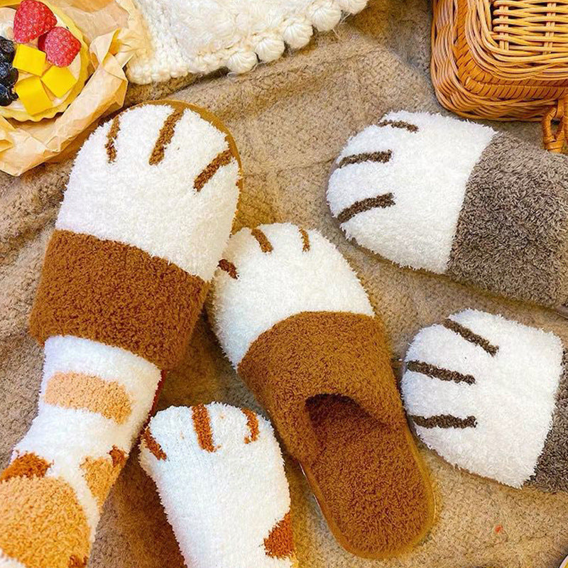 Paw Slippers Autumn Winter Home Shoes Women Bedroom Footwear