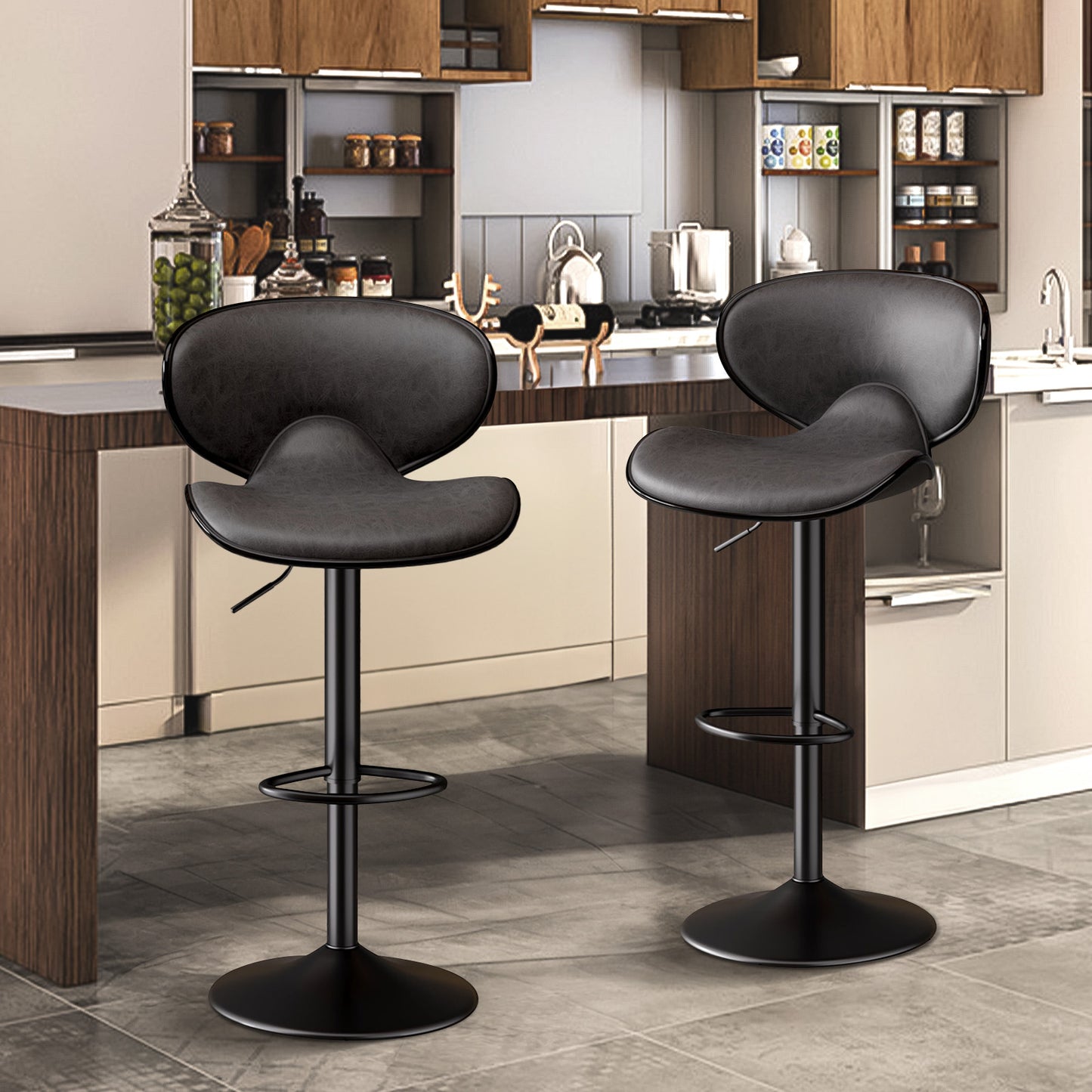 Nalupatio Modern Ergonomic Adjustable Bar Stools