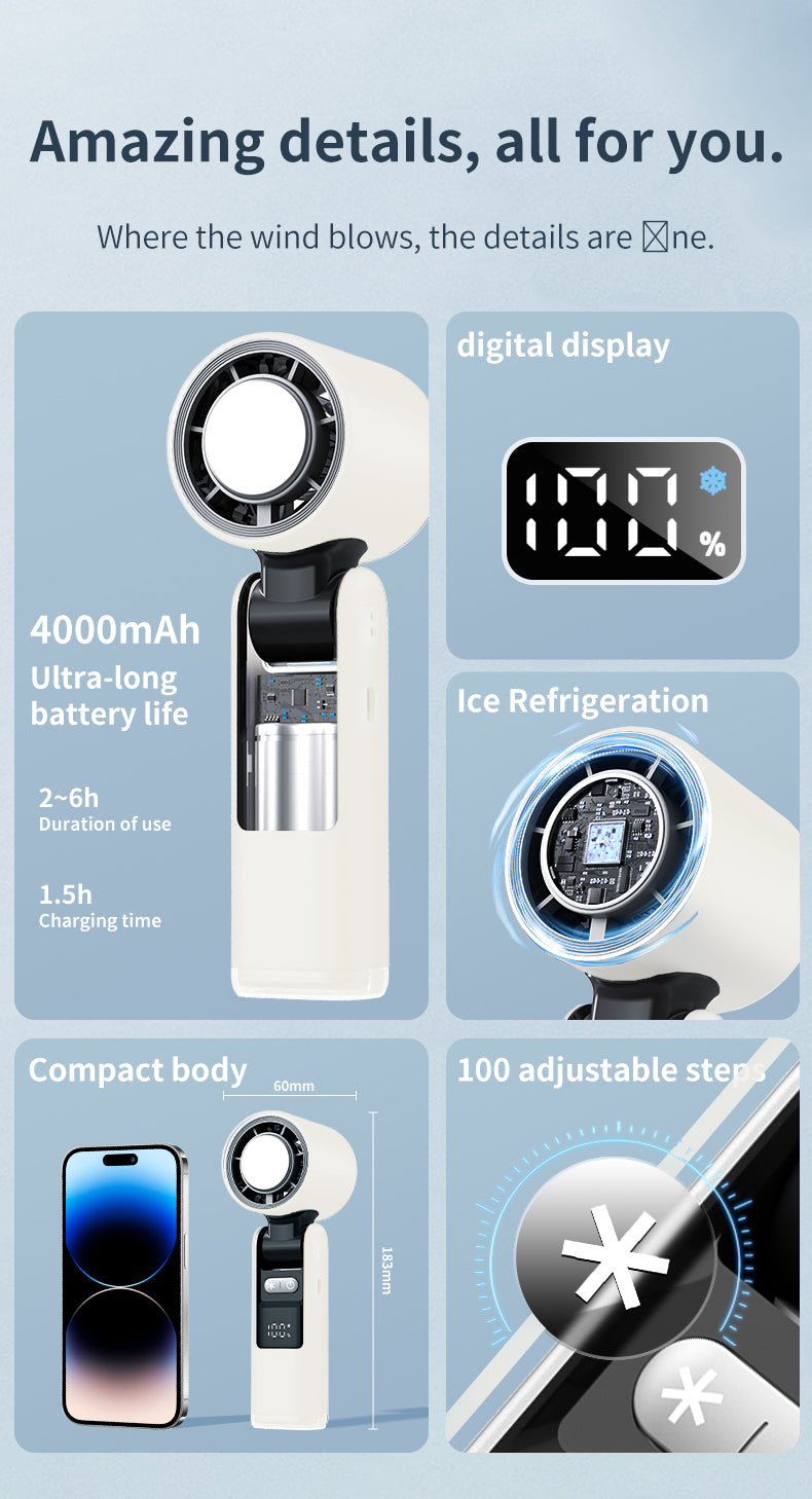 Portable Handheld Fan Speed Adjustable Turbo Mini Fan