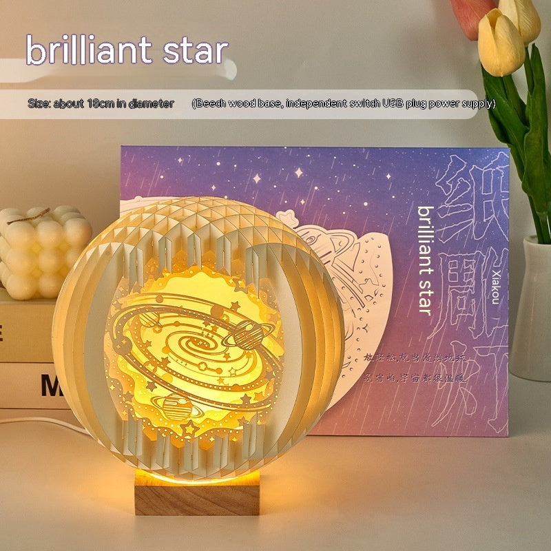 Paper Carving Creative Three-dimensional Small Night Lamp