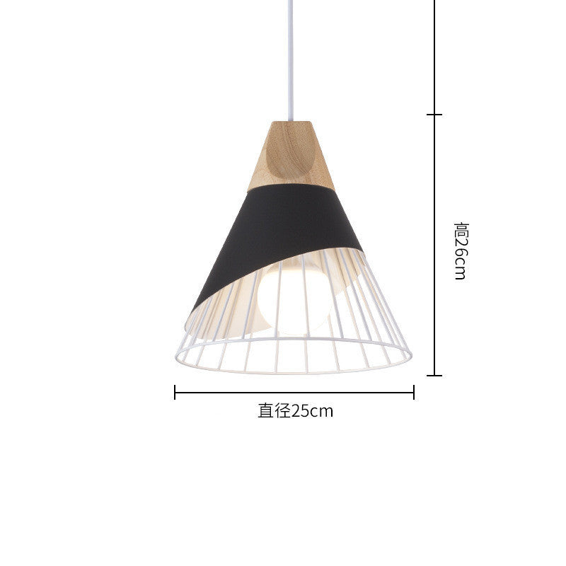 Study Wood Cone Horn Iron Chandelier