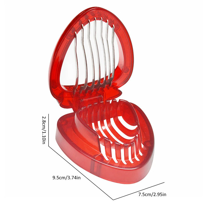 Red Strawberry Slicer Plastic Fruit Carving Tools Salad Cutter