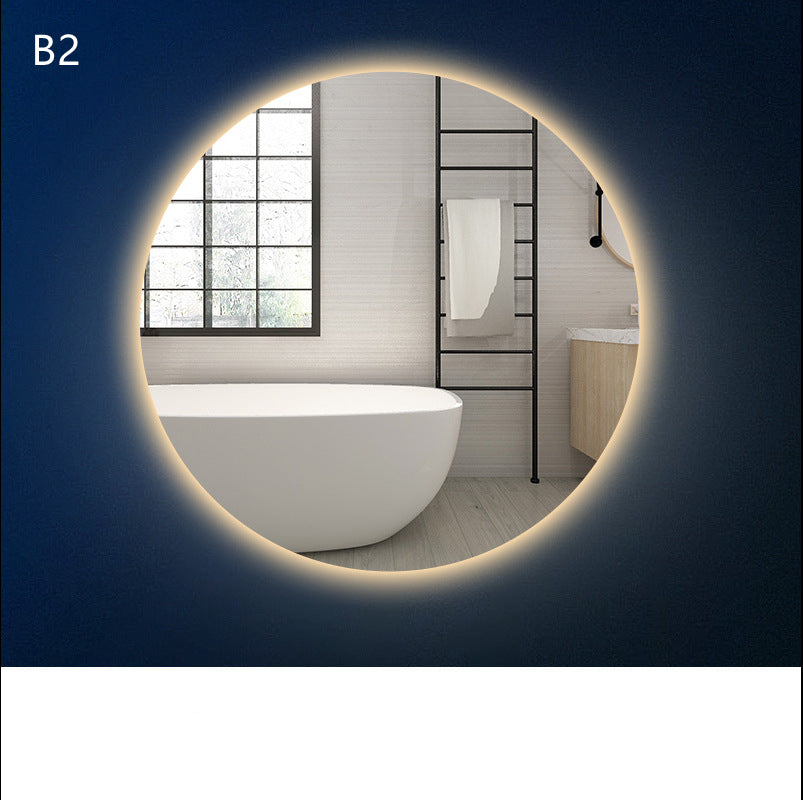 Round Smart Bathroom Toilet Mirror With Light Touch Screen Induction