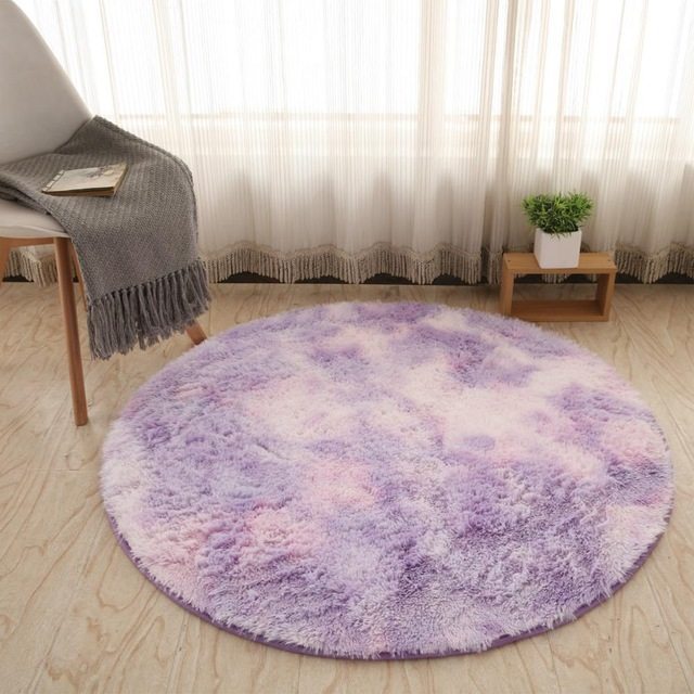 Fluffy Round Rug Carpets For Living Room Decor Faux Fur Carpet