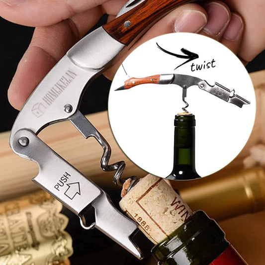 Wood Handle Professional Red Wine Opener Portable Screw Corkscrew