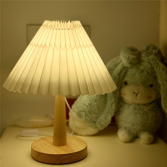 Usb Vintage Pleated Lamp Dimmable Korean Table Light With Led