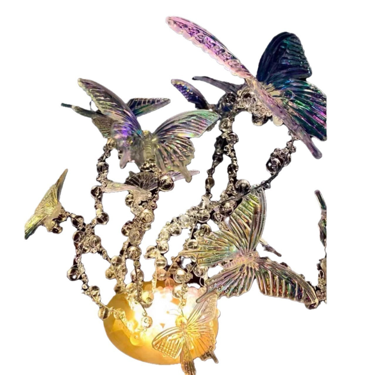 Handmade Diy Butterfly Crystal Small Night Lamp Bedside Light