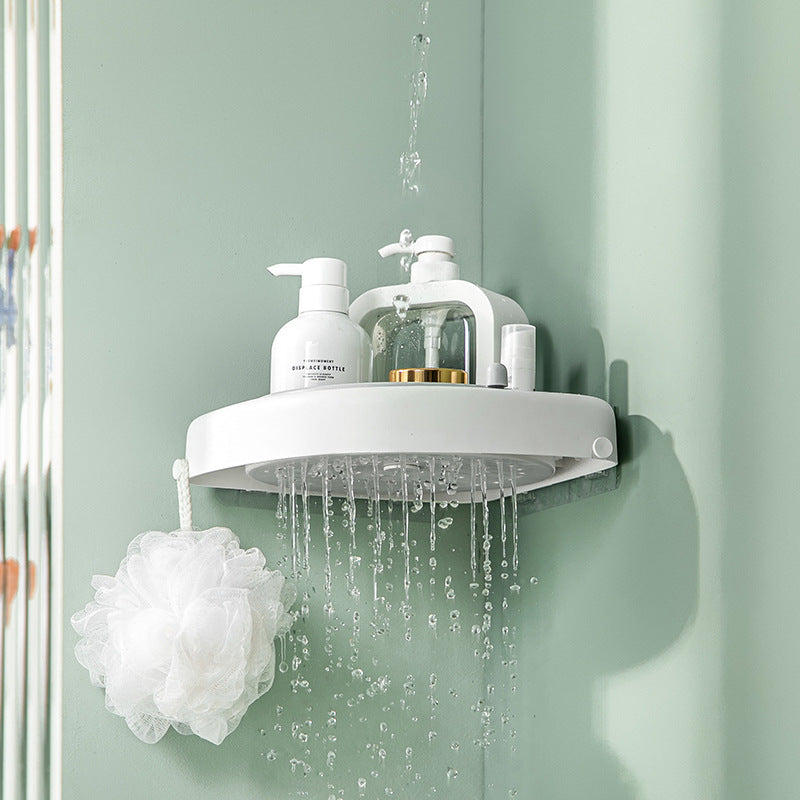 Perforation-free Rotating Bathroom Shelf For Household Use