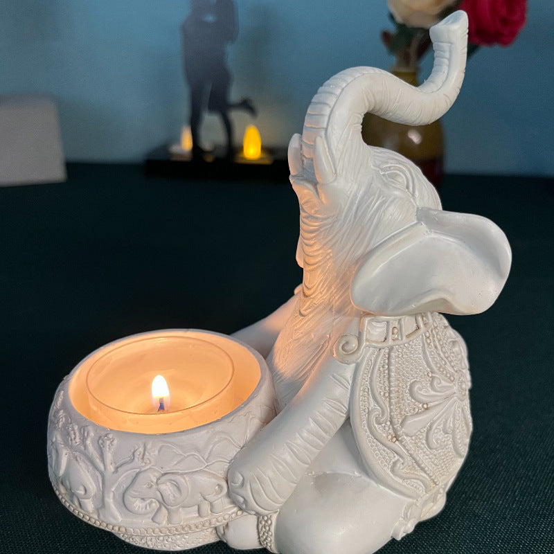 Animal Elephant Resin Candlestick Dining Table Study