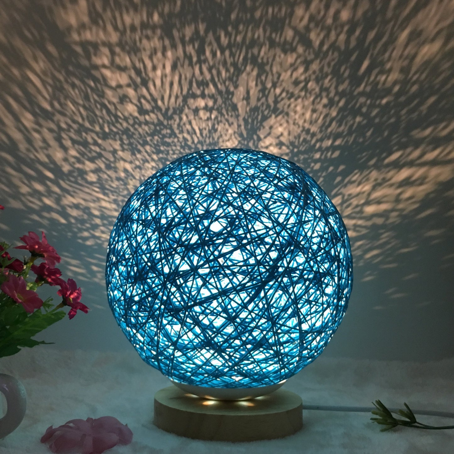 Creative Linen Table Lamp Rattan Ball Lamp