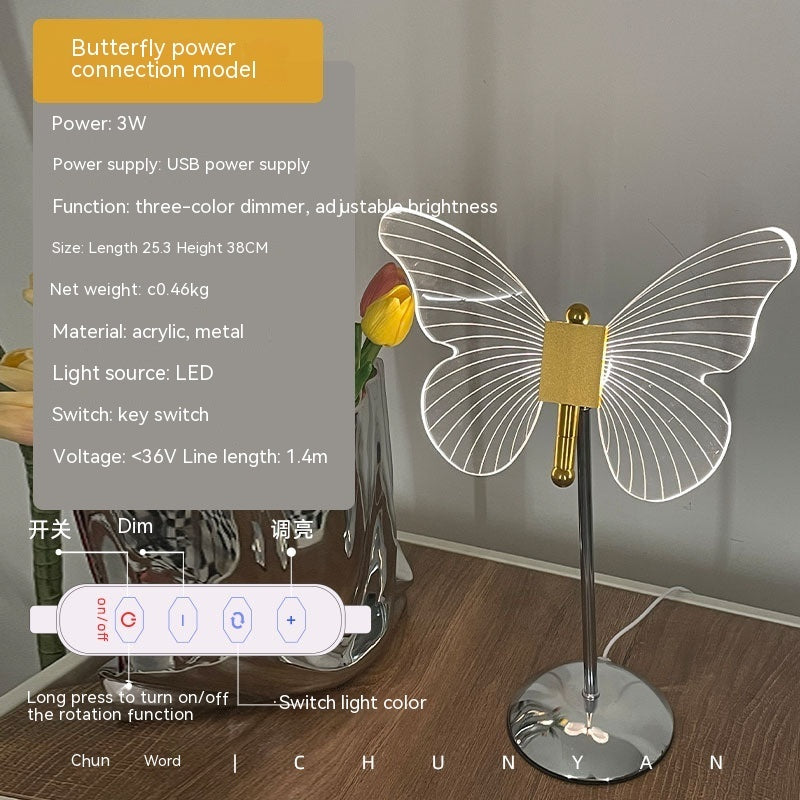 USB Night Light Bedside Table Ambience Light LED Crystal