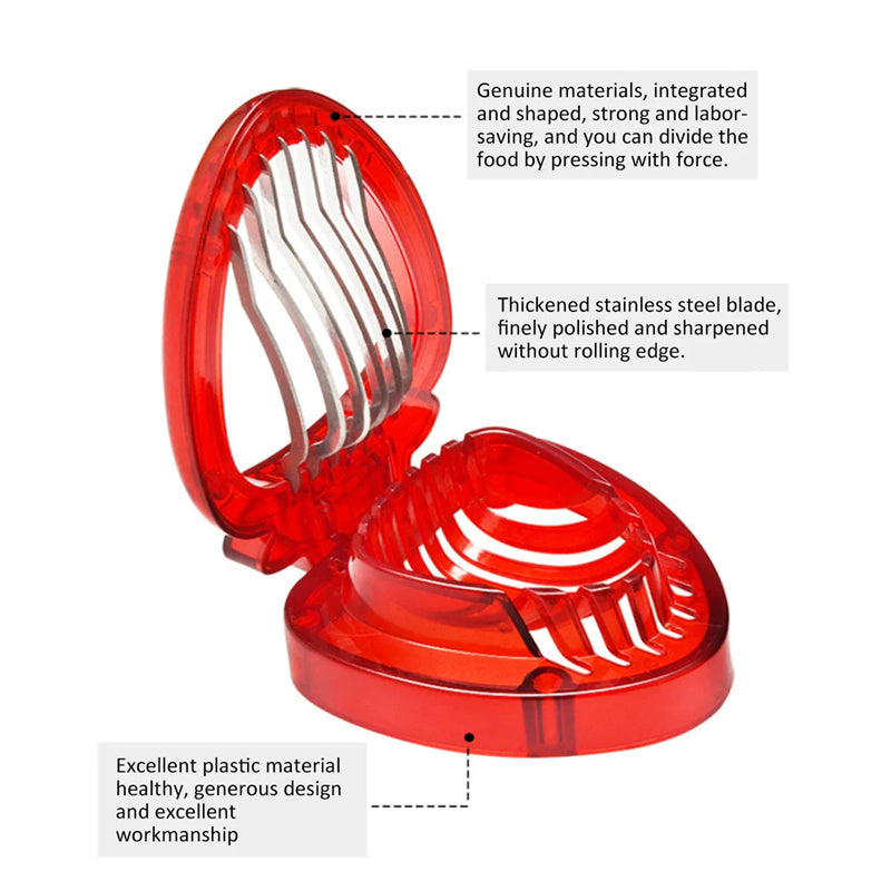 Red Strawberry Slicer Plastic Fruit Carving Tools Salad Cutter