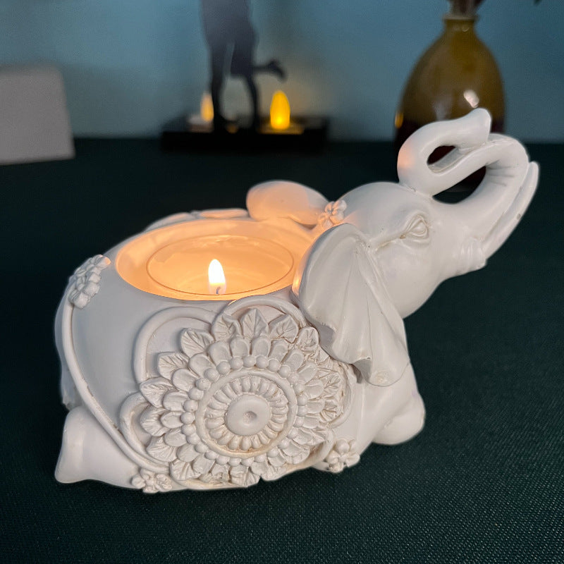 Animal Elephant Resin Candlestick Dining Table Study