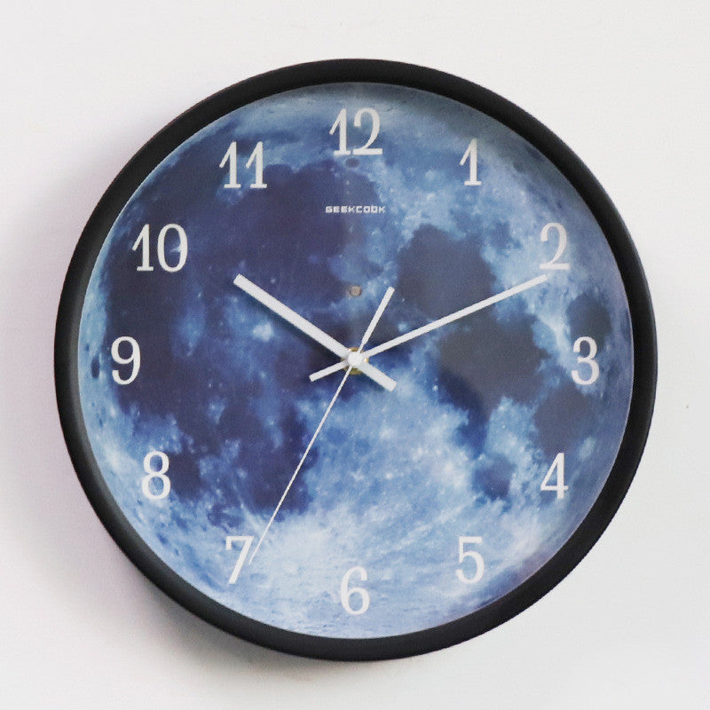 12-inch Wall Clock For Home Decoration Blue Moon Sound Control