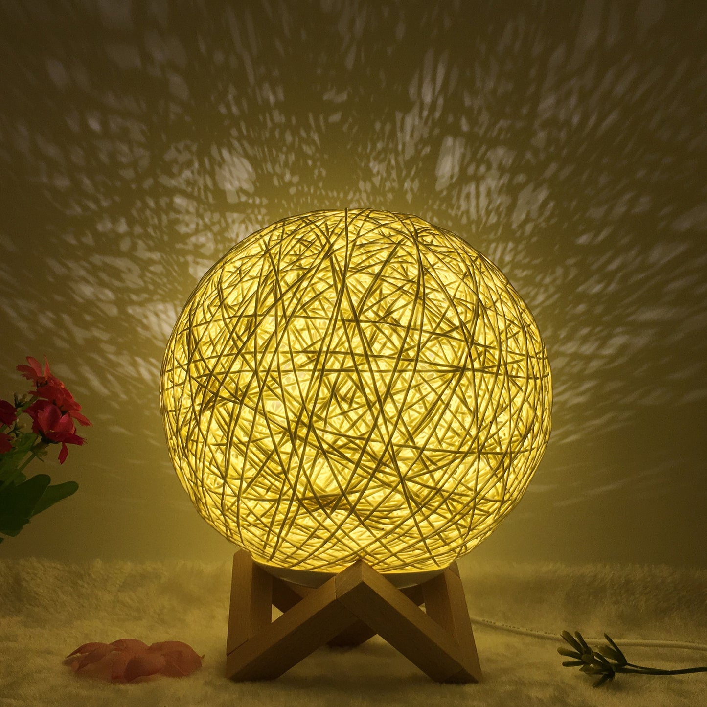 Creative Linen Table Lamp Rattan Ball Lamp