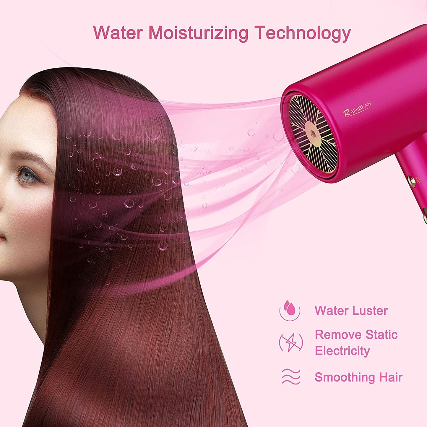 Water Ionic Hair Dryer 1800W Blow Dryer With Magnetic Nozzle