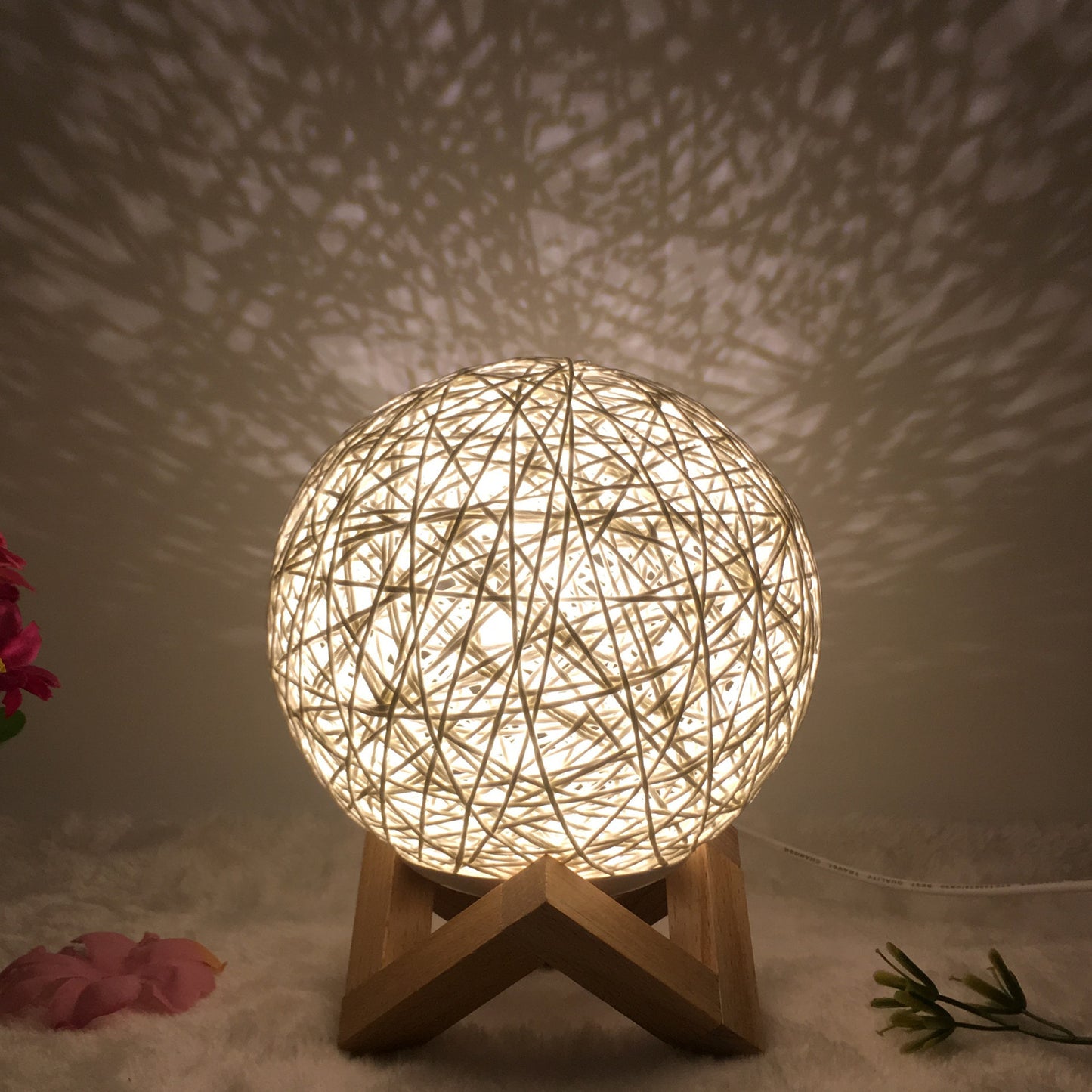 Creative Linen Table Lamp Rattan Ball Lamp