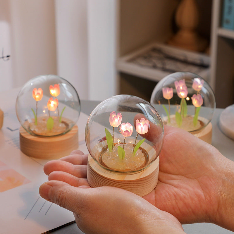 Artificial Tulip Flower Night Light Ornaments Lamp LED Night