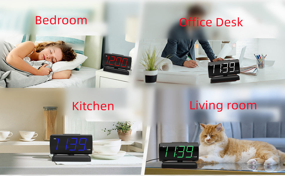 GING YHAU Alarm Clock Large Digital Rotating Base Clock Bedroom