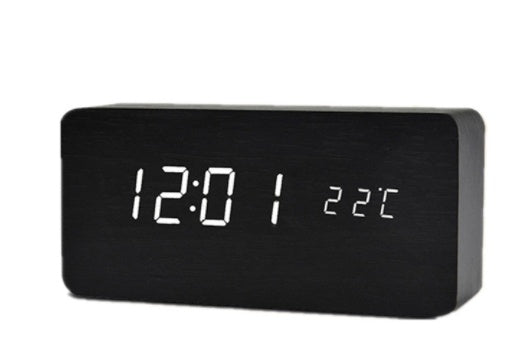 Creative wood clock calendar LED alarm clock