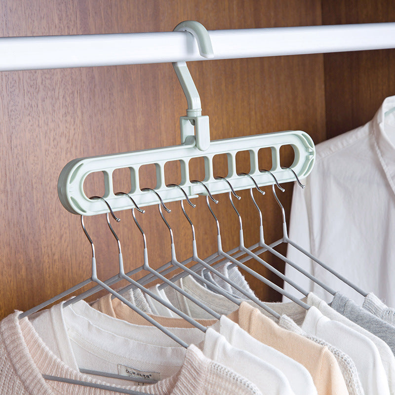Nine-hole Seamless Folding Simple Storage Hanger For Bedroom