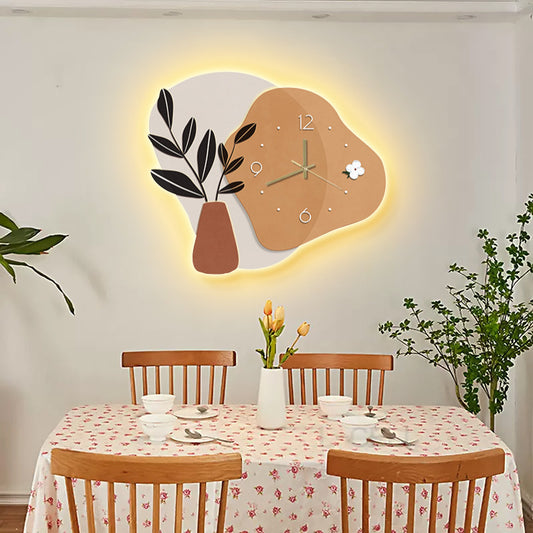 LED Light Dining Room Wall Decorative Painting Clock Hanging Painting