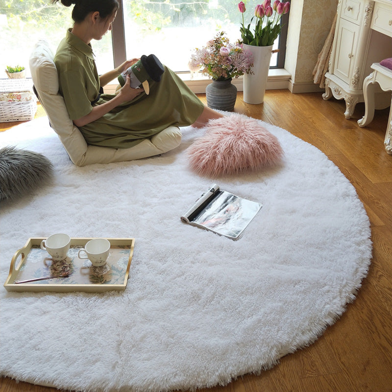 Super Soft Plush Round Rug Mat Fluffy White Carpets