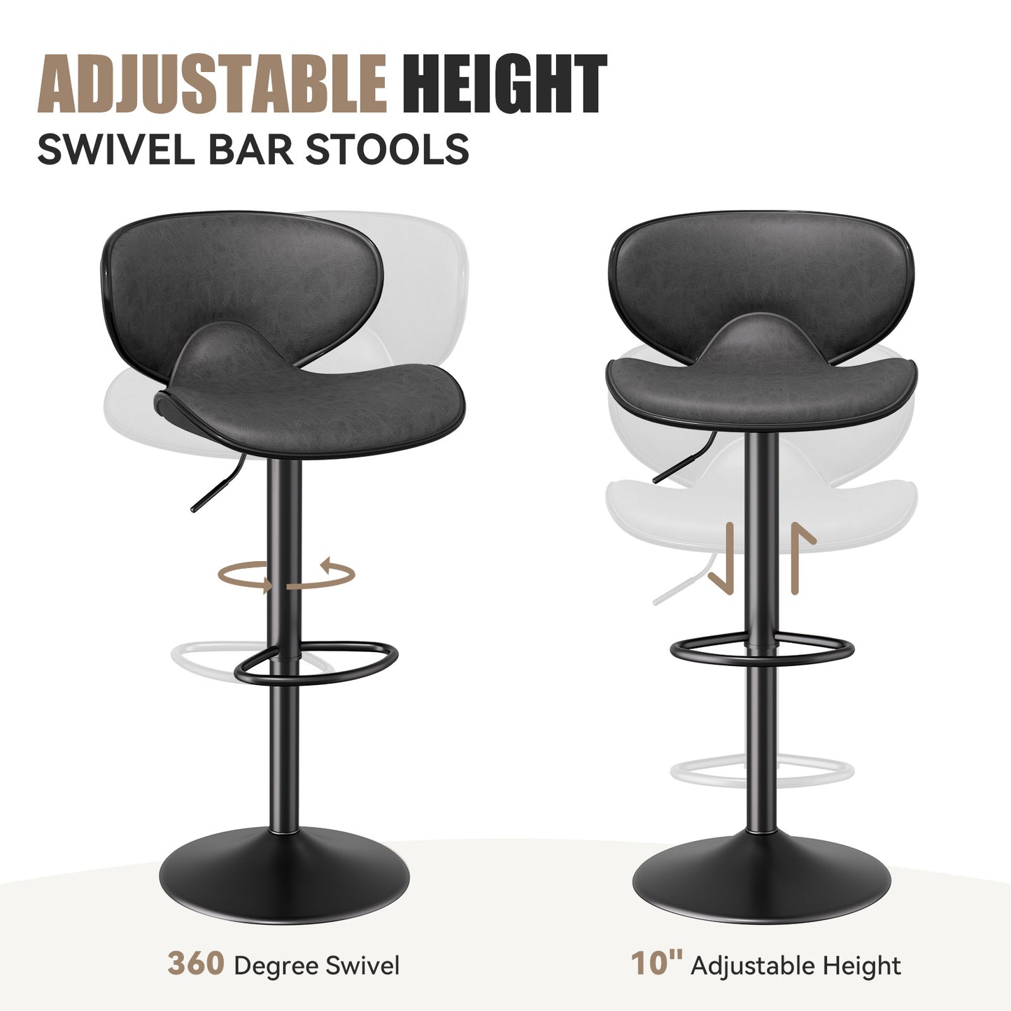 Nalupatio Modern Ergonomic Adjustable Bar Stools