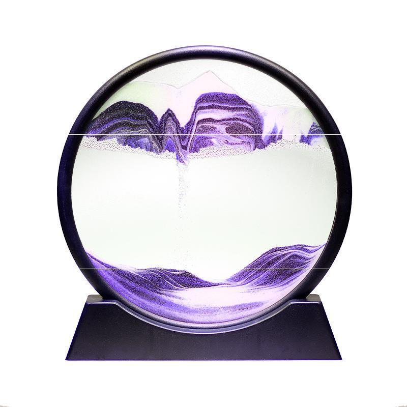 3D Landscape Quicksand Painting Round Glass Crafts