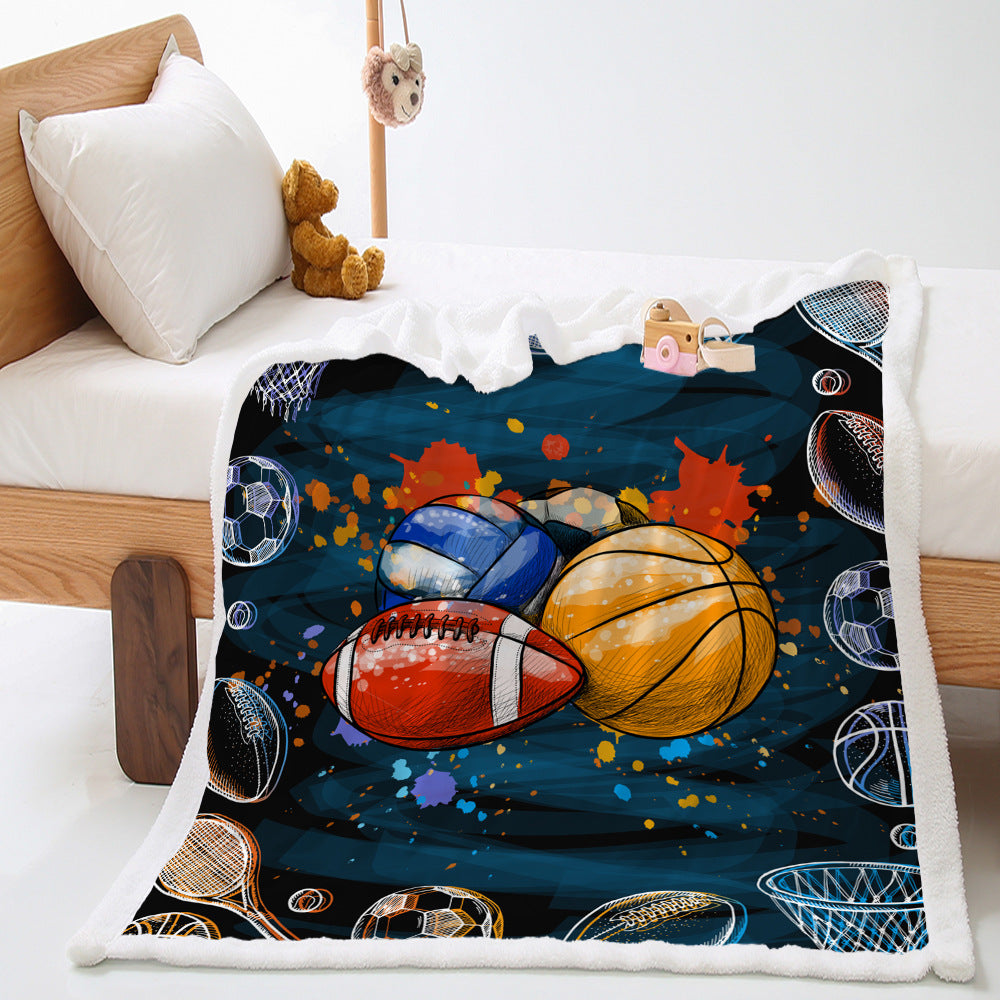 Basketball Sports Lambswool Crystal Velvet Double Layer Cover Blanket