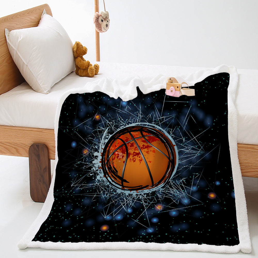 Basketball Sports Lambswool Crystal Velvet Double Layer Cover Blanket