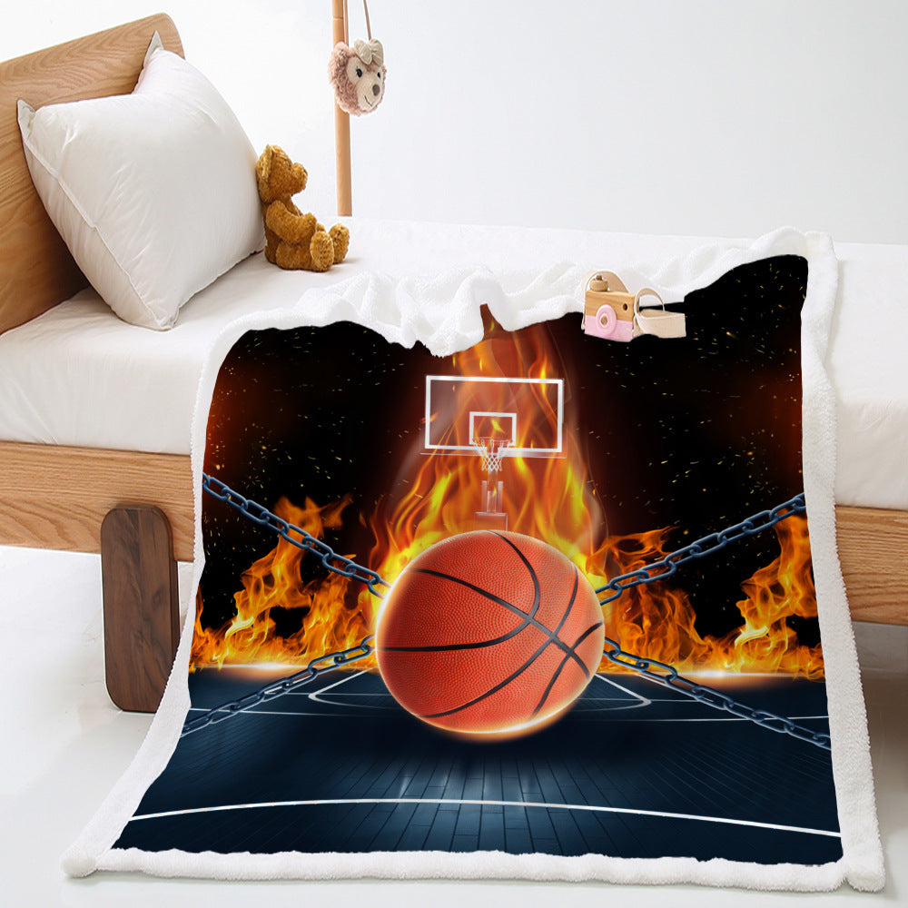 Basketball Sports Lambswool Crystal Velvet Double Layer Cover Blanket