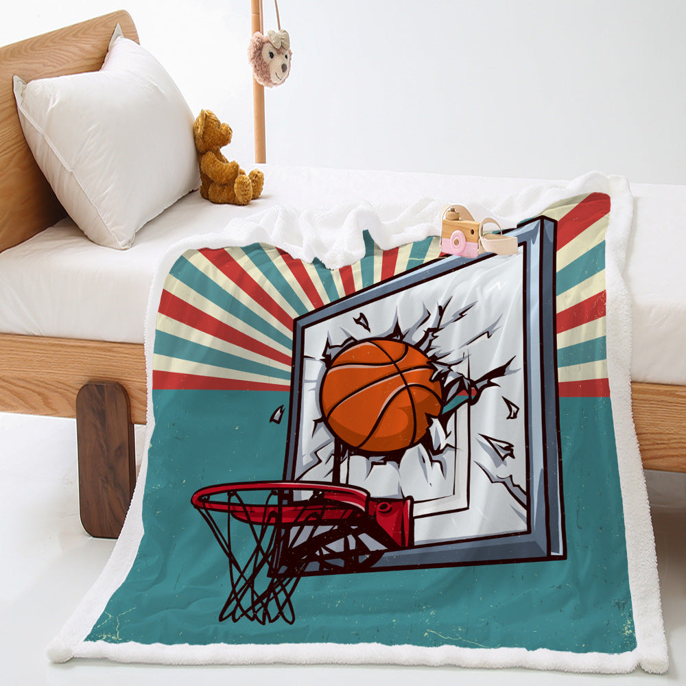 Basketball Sports Lambswool Crystal Velvet Double Layer Cover Blanket