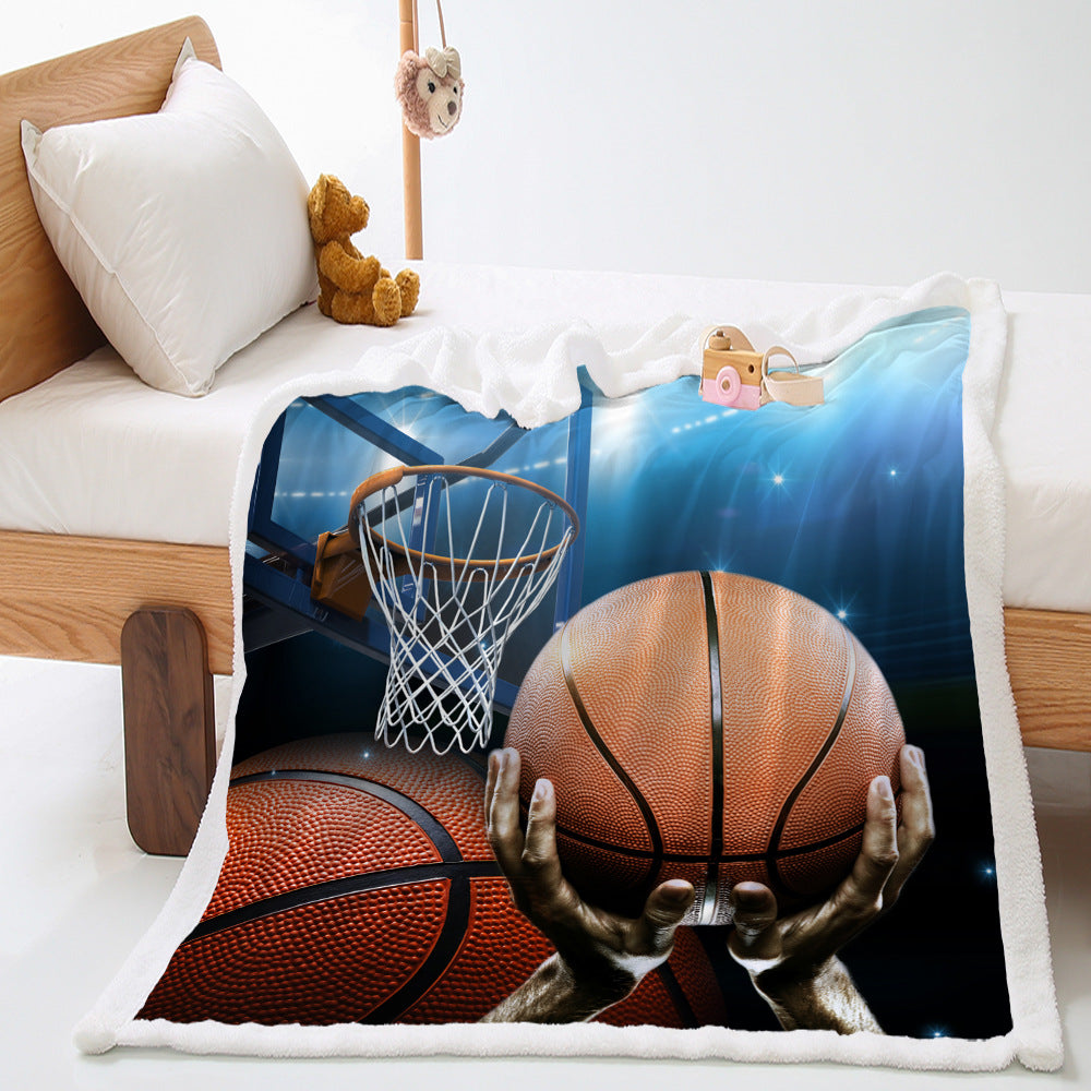 Basketball Sports Lambswool Crystal Velvet Double Layer Cover Blanket