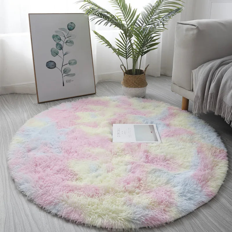 Super Soft Plush Round Rug Mat Fluffy White Carpets
