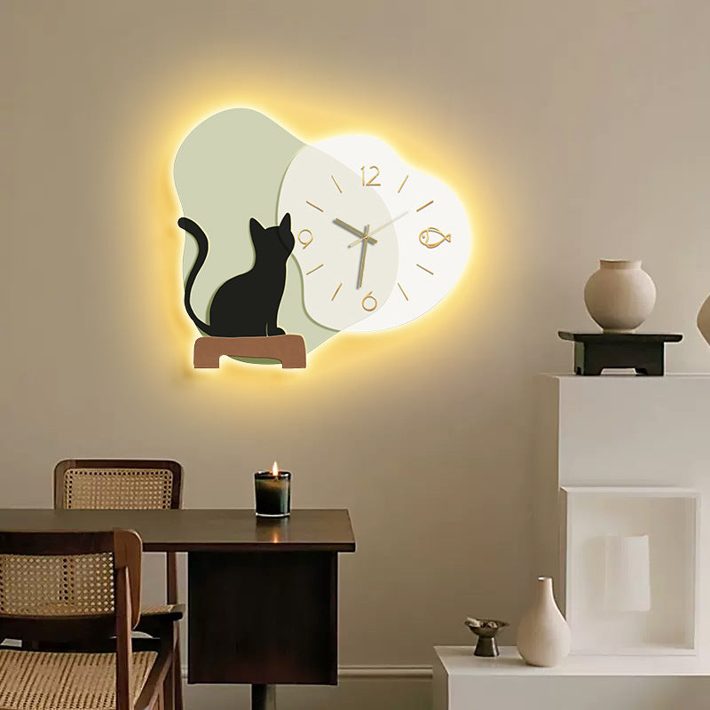 LED Light Dining Room Wall Decorative Painting Clock Hanging Painting