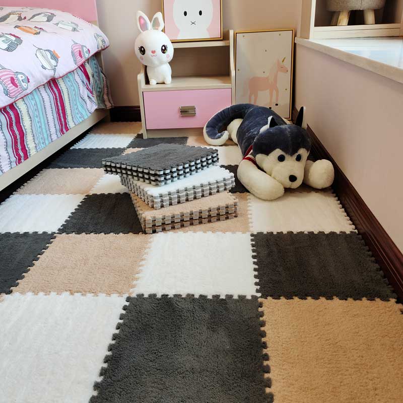 Large Area Room Cube Floor Mats Beside The Bed