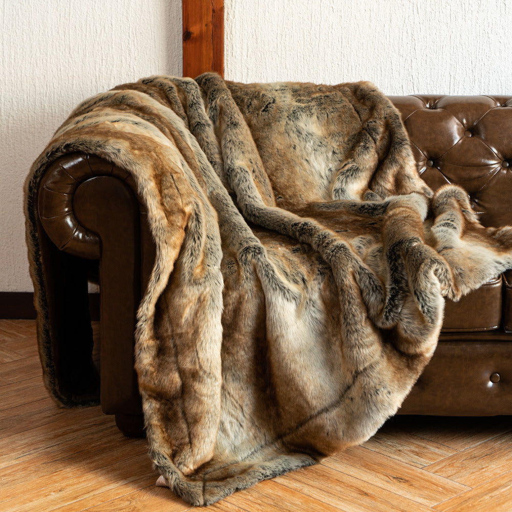 Sample Room Soft Artificial Leather PV Cashmere Bed End Blanket
