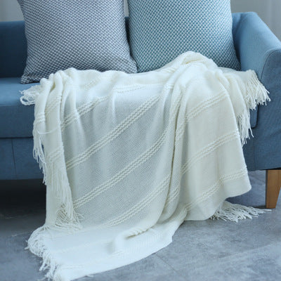﻿Knitted Sofa Air Conditioner Bedding Blanket Plain Color