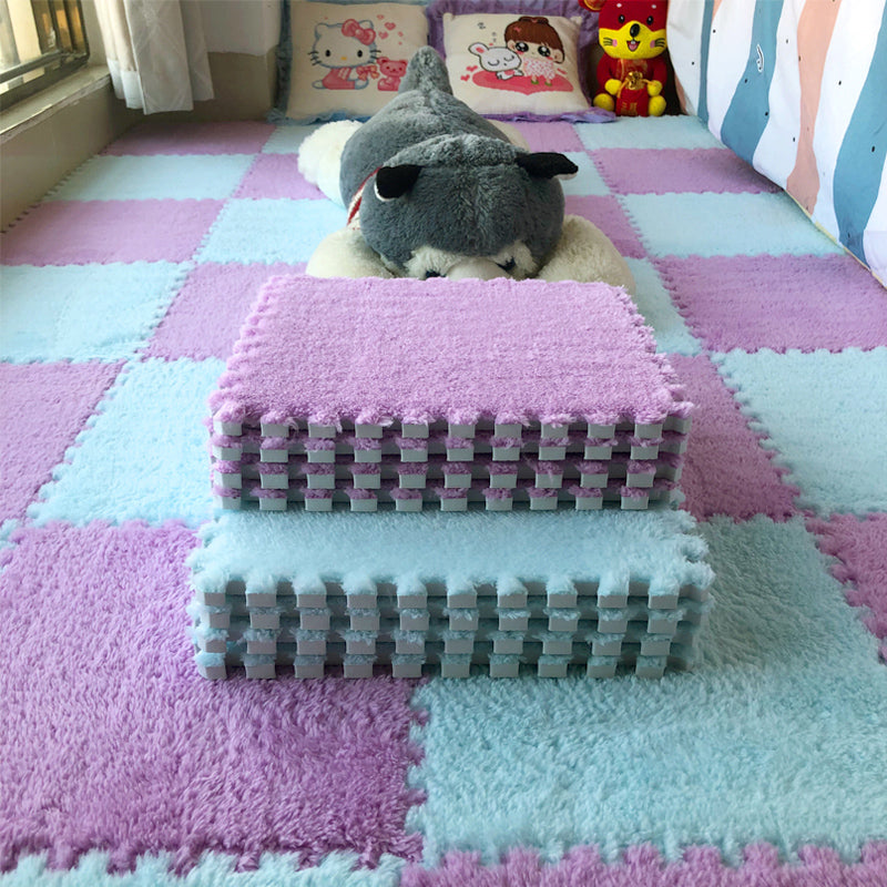 Large Area Room Cube Floor Mats Beside The Bed