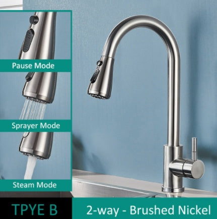 304 Stainless Steel Kitchen Pull-out Faucet