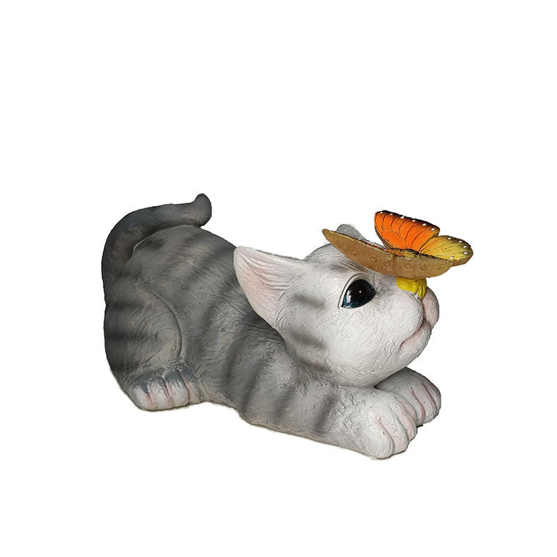 Creative Resin Cat Solar Sculpture Ornaments Outdoor