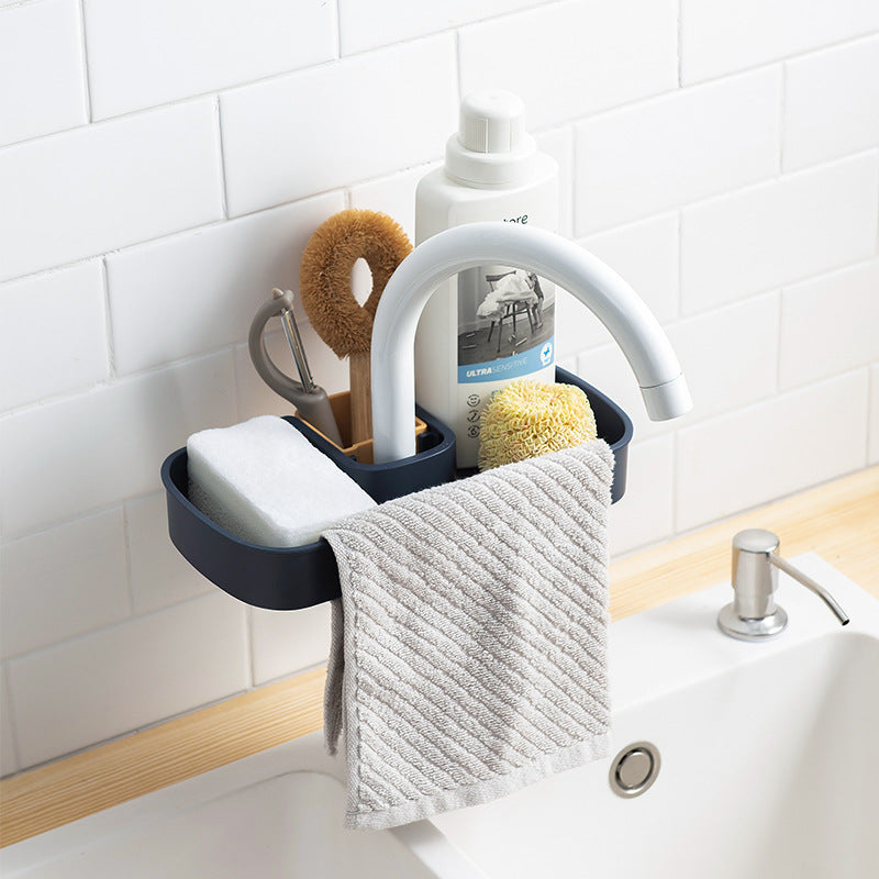 Sink Shelf Soap Sponge Drain Rack Storage Basket Bag
