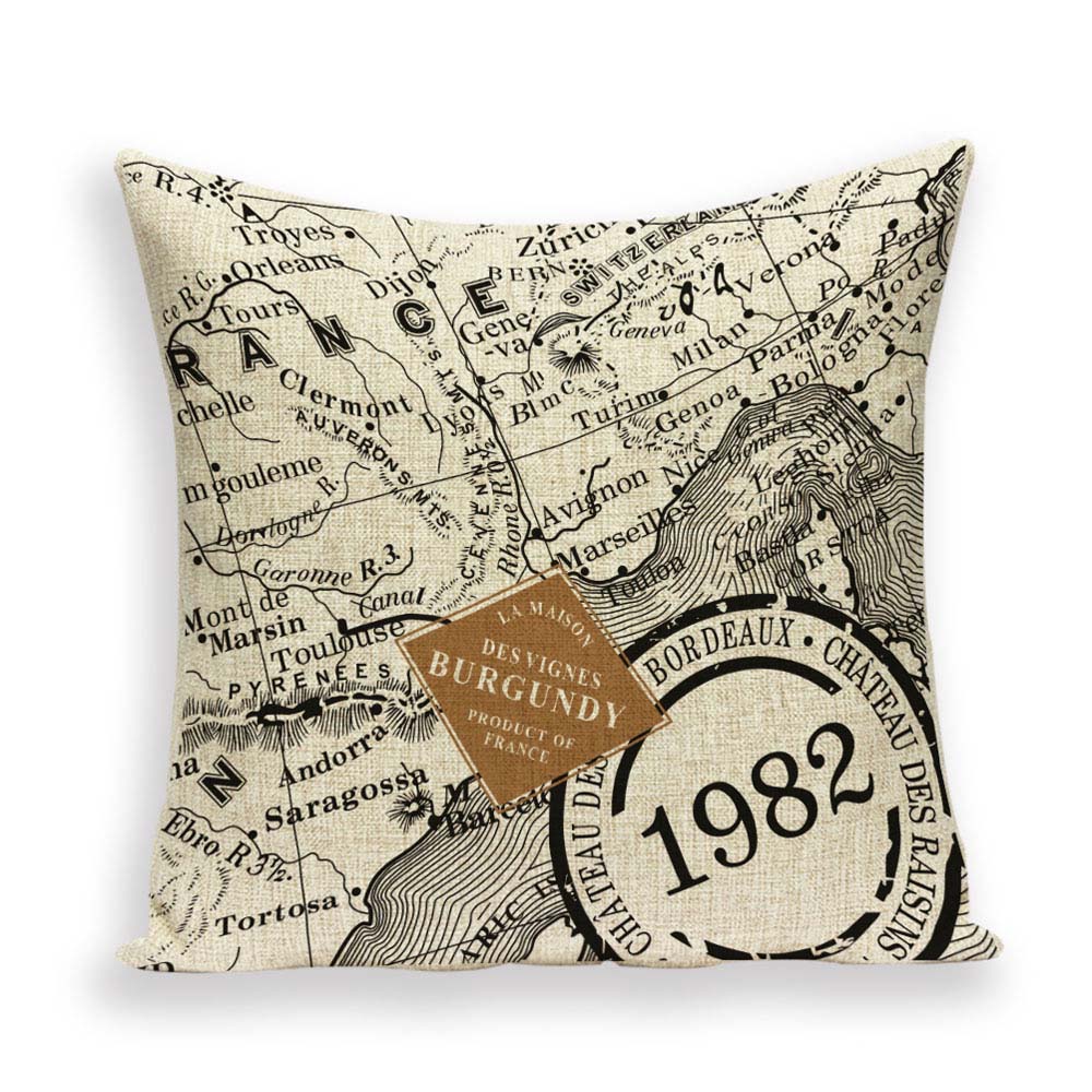 New Retro Toss Pillow Case European World Map Cushion Cover Seat