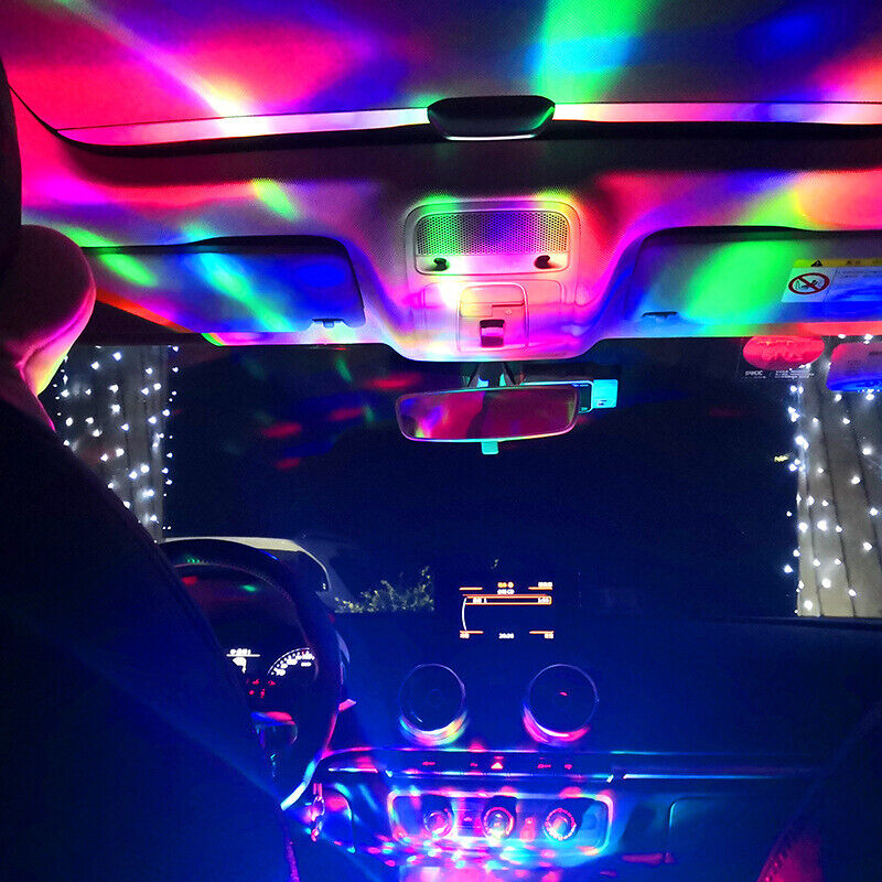 2x USB Mini Disco DJ Ball Car Party Atmospher Light Bar Colorful Sound Activated