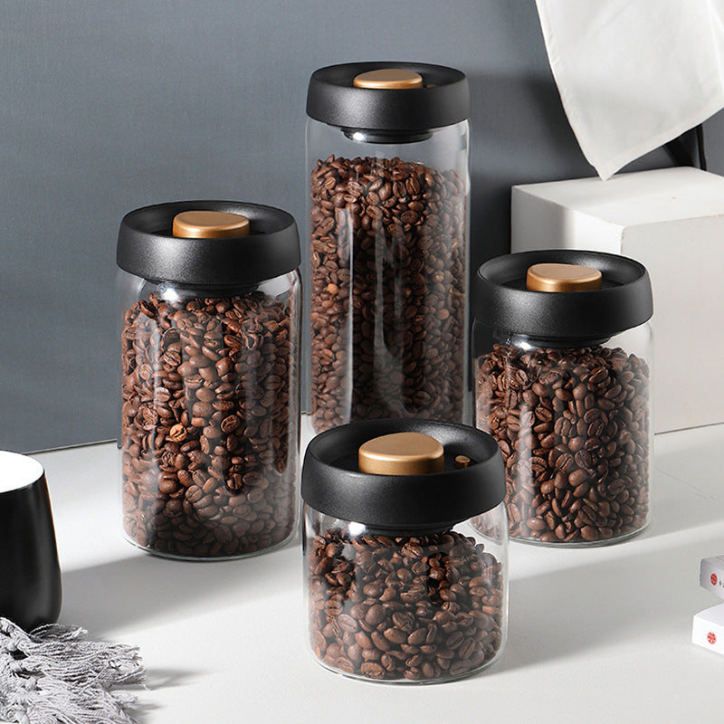 Vacuum Sealed Jug Set Black Coffee Beans Glass Kitchen Gadgets